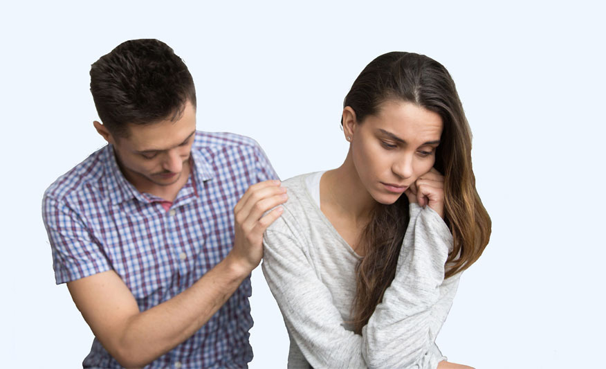 Focused image of couple being unhappy about their sexual life